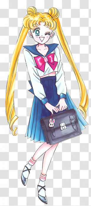 Sailor Moon - Anime Schoolgirl With Bag Transparent PNG