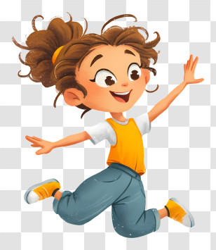 Girl Jumping On Trampoline - Joyful Girl Jumping With Happiness Transparent PNG