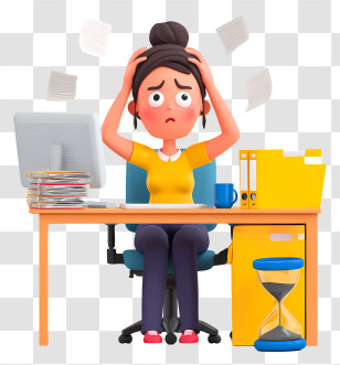 Stress And Overwork - Overwhelmed Office Worker Illustration Transparent PNG