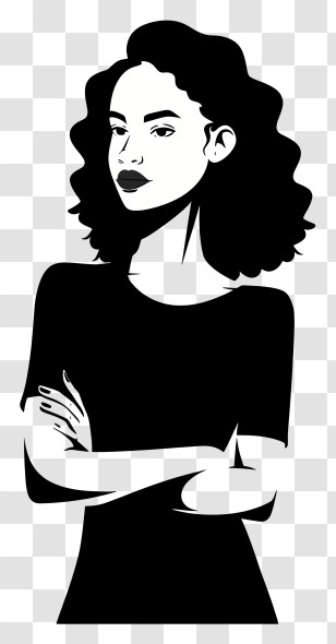 Woman Standing - Silhouette Of A Woman With Arms Crossed Transparent PNG