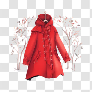 Winter Coat - Stylish Red Winter Coat Transparent PNG