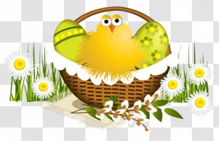 Easter Bunny Egg Basket Image Transparent PNG