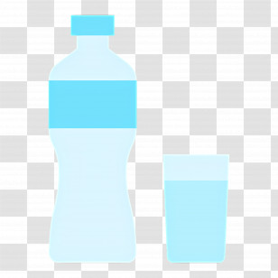 Mineral Water - Light Blue Bottle And Glass Transparent PNG