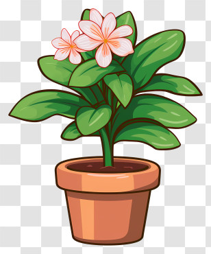 Potted Plant - Potted Plant With Blooming Flowers Transparent PNG