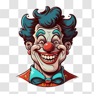 Cute Clown Man
 - Smiling Clown With Red Nose And Blue Hair Transparent PNG