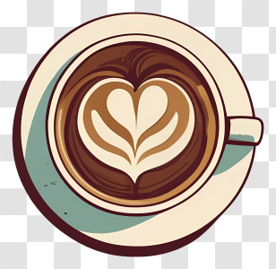 Coffee Cup - Coffee Cup With Heart-Shaped Latte Art Transparent PNG