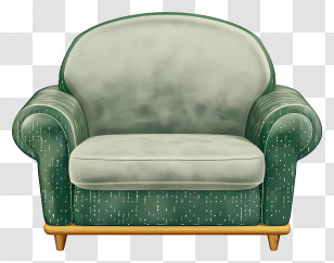Single Sofa - Comfortable Green Armchair Transparent PNG