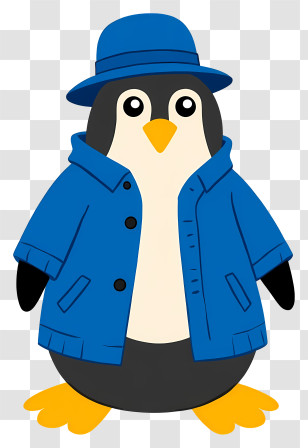 Cute Traveling Penguin - Penguin In A Blue Coat And Hat Transparent PNG
