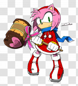 Sonic The Hedgehog - Pink Hedgehog With Heart Hammer Transparent PNG