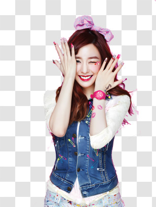 Kpop - Smiling K-POP Fan With Colorful Accessories Transparent PNG