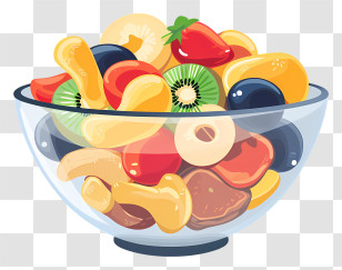 Dry Fruits - Fresh And Colorful Fruit Salad In A Glass Bowl Transparent PNG
