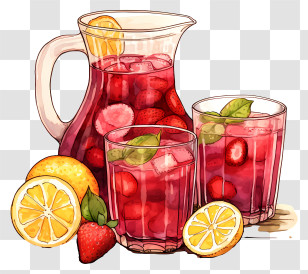 Fruit Tea - Pitcher And Glasses Of Refreshing Fruit Punch Transparent PNG