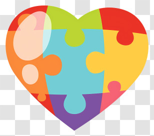 Heart Shaped Puzzle Piece - Heart With Colorful Puzzle Pieces Transparent PNG