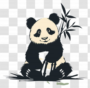 Panda - Cute Panda Eating Bamboo Illustration Transparent PNG