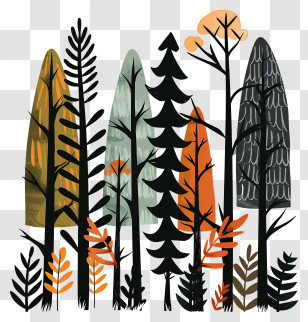 International Day Of Forest - Stylized Trees In Autumn Colors Transparent PNG