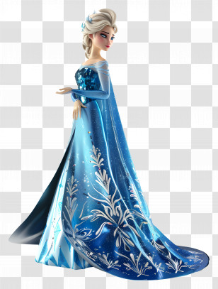 Princess Elsa - Animated Ice Princess In Blue Dress Transparent PNG