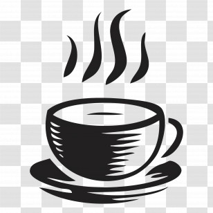 Doodle Coffee - Stylized Steaming Coffee Cup Design Transparent PNG