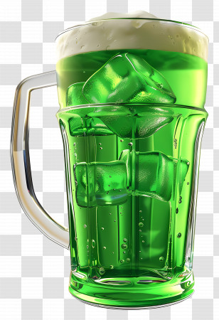 Green Beer - Refreshing Green Drink With Ice Cubes Transparent PNG
