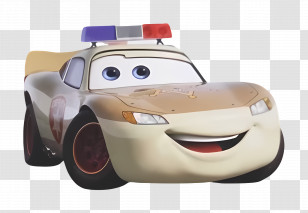 Cartoon Car - Smiling Cartoon Car With Police Lights Transparent PNG