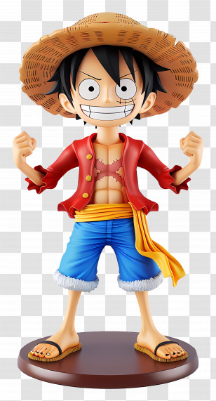 Luffy Action Figure - Cartoon Character With Straw Hat Transparent PNG