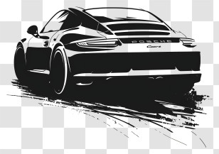 Porsche Silhouette - Sleek Black Porsche Transparent PNG