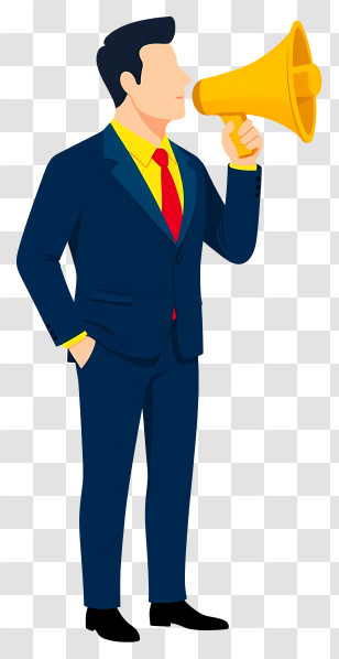Businessman With Megaphone - Man With Megaphone In Business Suit Transparent PNG