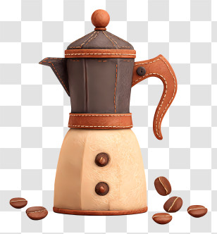 Coffee Kettle - Classic Coffee Pot With Beans Transparent PNG