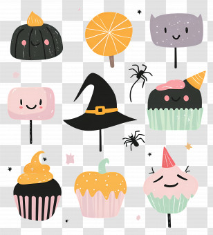 Halloween Candy - Halloween Cupcake And Decorations Illustrations Transparent PNG