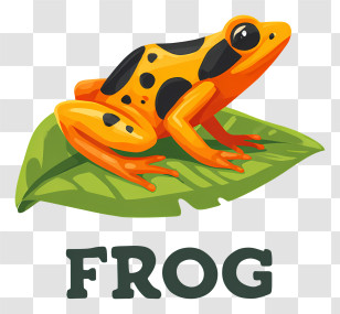 Frog Logo - Bright Orange Frog On Leaf Transparent PNG