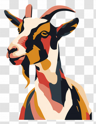 Cartoon Goat - Colorful Goat Portrait Transparent PNG