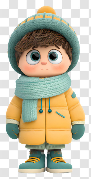 Winter Child Boy - Child In Winter Clothes Cartoon Transparent PNG