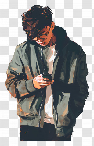 Picsart Background - Casual Person Using Phone Transparent PNG