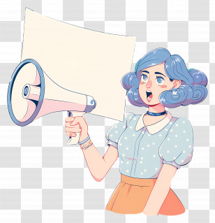 Promoting Girl - Woman Announcing With Megaphone Transparent PNG
