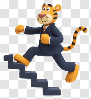 Tiger Climbing Stairs - Tiger In Suit Climbing Stairs Transparent PNG