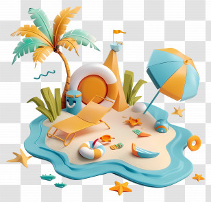 Summer Begins - Tropical Beach Scene Transparent PNG