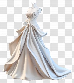 Wedding Gown - Elegant Flowing White Dress Design Transparent PNG