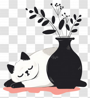 World Sleep Day - Sleeping Cat With Vase Transparent PNG