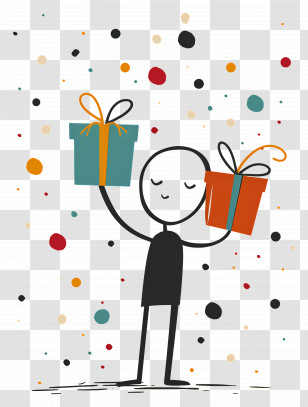 Stick Figure With Gifts - Stick Figure Holding Gifts Illustration Transparent PNG
