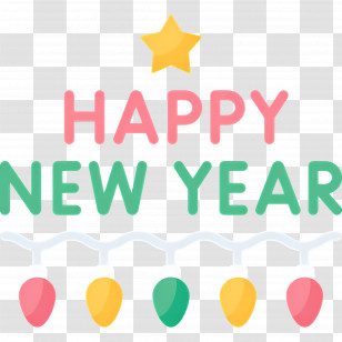 New Year Lights - Happy New Year Greeting Transparent PNG