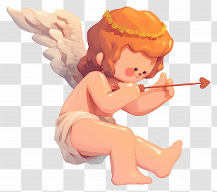 Cute Cupid - Cherubic Cupid With Orange Hair Transparent PNG