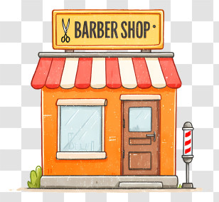Barber Shop - Barber Shop With Sign And Pole Transparent PNG