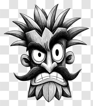 Tiki Mask - Angry Cartoon Face Illustration Transparent PNG