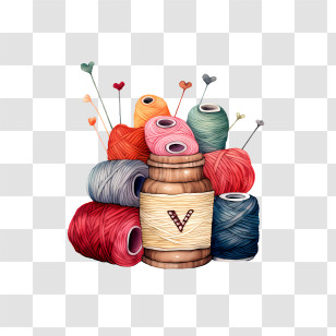 I Love Yarn Day - Yarn And Knitting Needles Transparent PNG