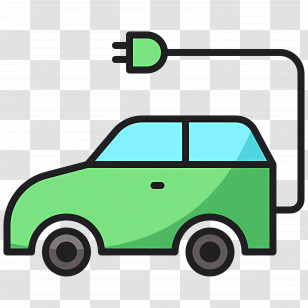 Electric Car - Electric Car With Charging Cable Illustration Transparent PNG