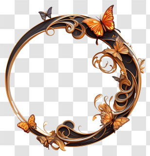 Elegant Frame - Ornamental Butterfly Circle Frame Transparent PNG