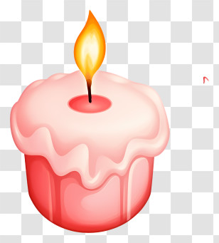 Isometric Style - Pink Candle With Flame Transparent PNG
