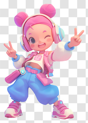 Dance Move - Pink Hip Hop Kid With Headphones Transparent PNG