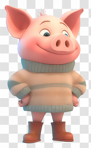 Cute Piglet - Smiling Pig In A Cozy Sweater Transparent PNG
