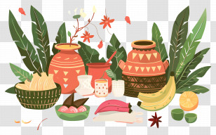 Happy Galungan - Traditional Harvest Festival Decorations Transparent PNG