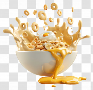 Cereal Breakfast - Splashing Cereal Bowl With Milk Transparent PNG